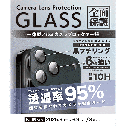 一体型カメラガラスフィルム アンチリクレクション アルミブラック
