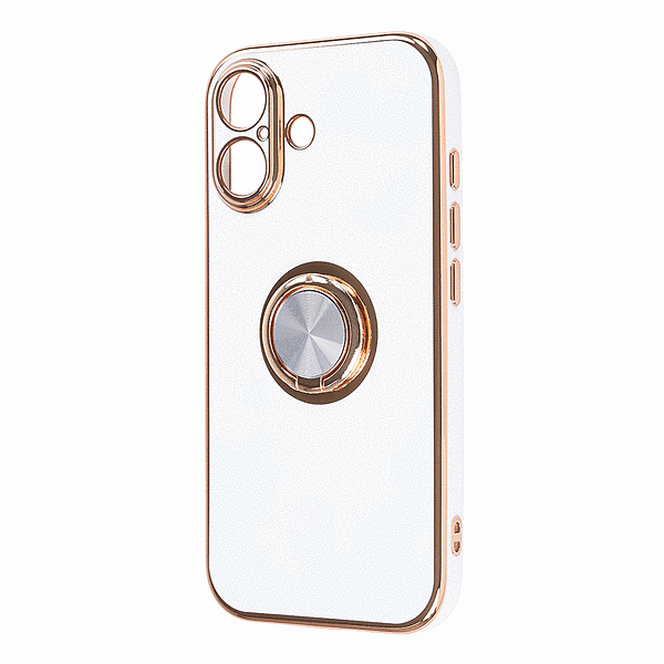 ソフトケース 精密設計 フレームメッキ リング付 ホワイト ゴールド