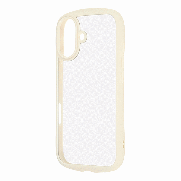 ハイブリッドタフケース パッフル レンズガード ミルクホワイト