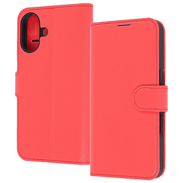 手帳型レザーケースマグネット レッド