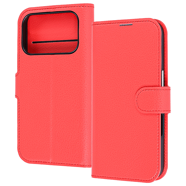 手帳型レザーケースマグネット レッド