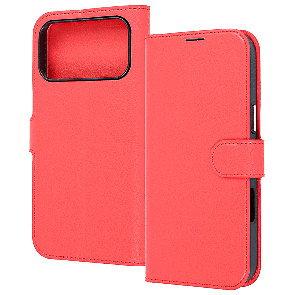 手帳型レザーケースマグネット レッド