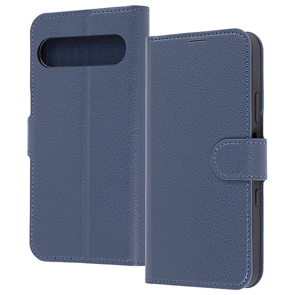 耐衝撃 シンプル 手帳型レザーケース/ダークネイビー