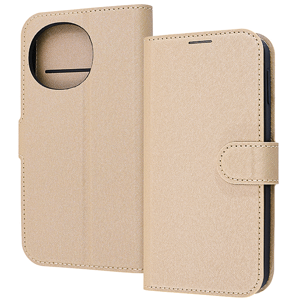 耐衝撃 マグネットベルト シンプル 手帳型レザーケース/ベージュ