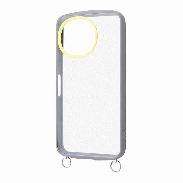 Puffull 耐衝撃 バンパー ストラップ金具付き ハイブリッドケース/グレー_ライトイエロー