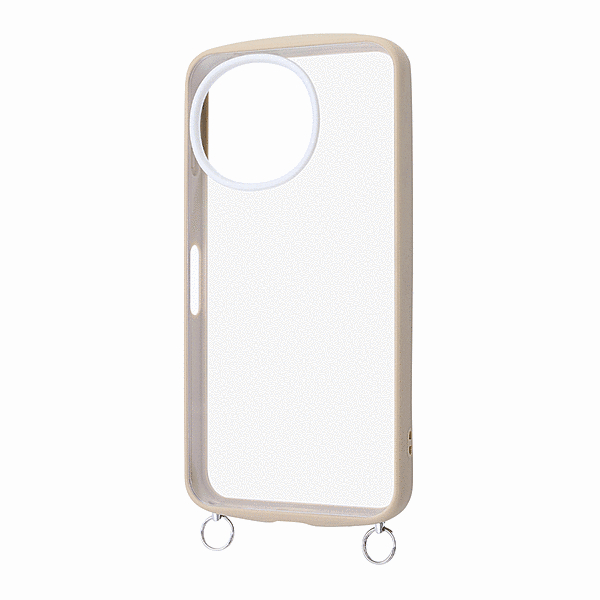 Puffull 耐衝撃 バンパー ストラップ金具付き ハイブリッドケース/ベージュ_ライトグレー