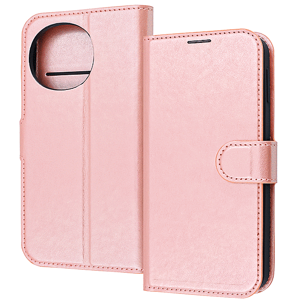 耐衝撃 マグネットベルト シンプル 手帳型レザーケース/シャイニーピンク