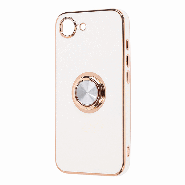 ソフトケース 精密設計 フレームメッキ リング付き/ホワイト/ゴールド