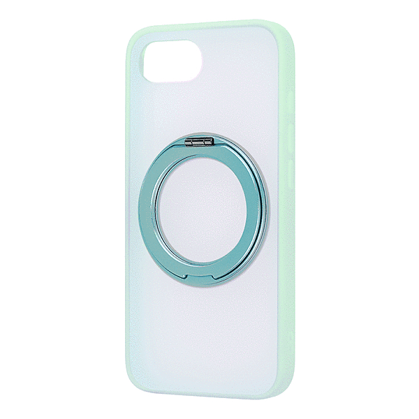 ハイブリッドケース シルキーマット マグネット充電対応 リング付き/ブルー