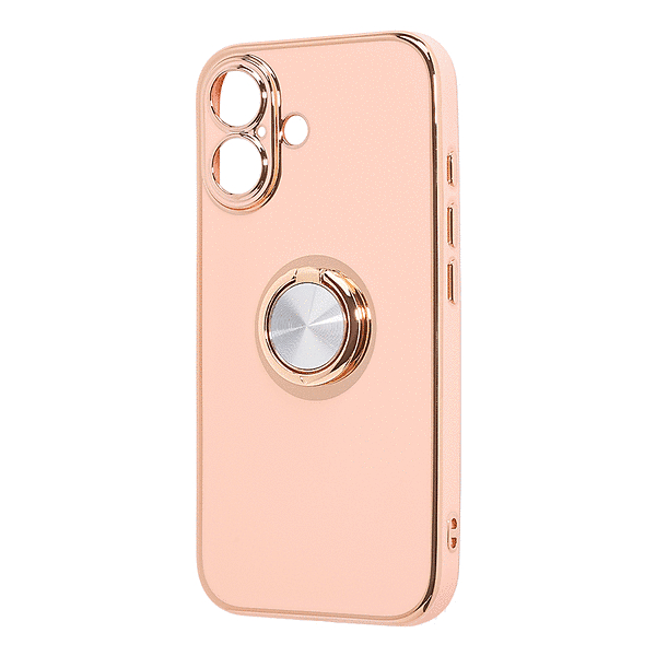 ソフトケース 精密設計 フレームメッキ リング付き/ピンク/ゴールド