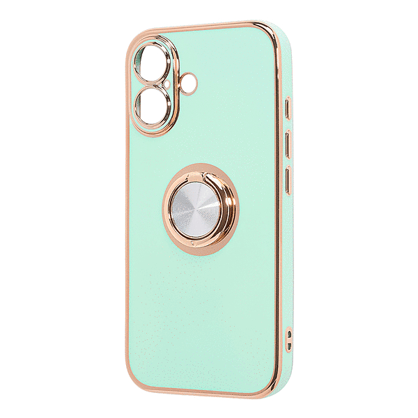 ソフトケース 精密設計 フレームメッキ リング付き/グリーン/ゴールド