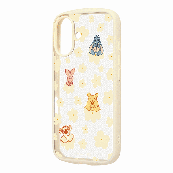 Puffull 衝撃吸収 バンパー ハイブリッドケース/プーさんと仲間達_花柄2