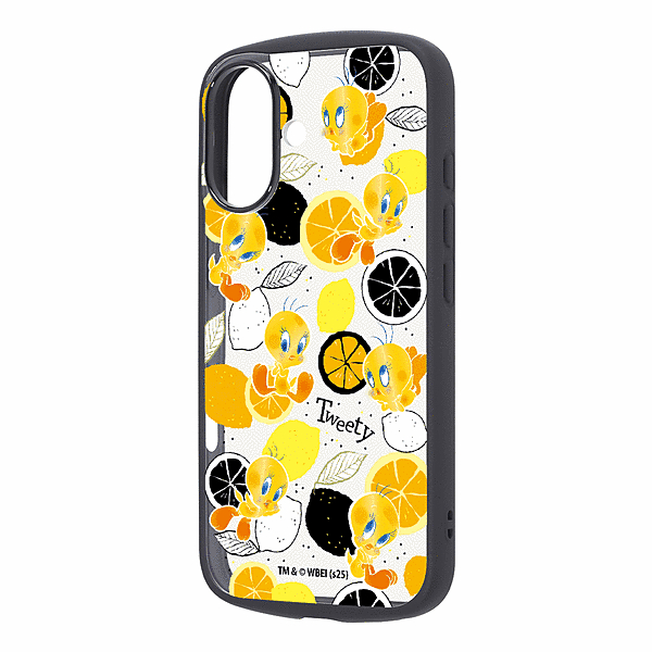 Puffull 衝撃吸収 バンパー ハイブリッドケース/ルーニー・テューンズ/トゥイーティー/総柄2