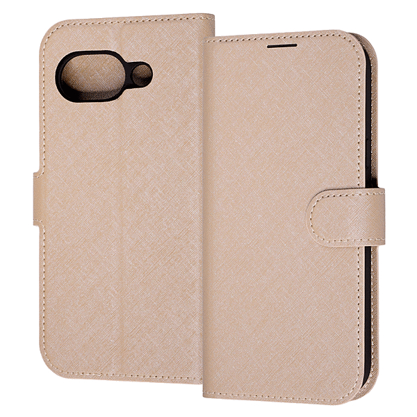 手帳型レザーケース シンプル マグネット ベージュ