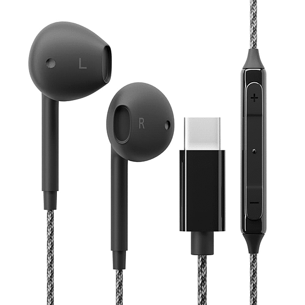 USB Type-C ステレオイヤホン タフケーブル/インナーイヤータイプ ブラック