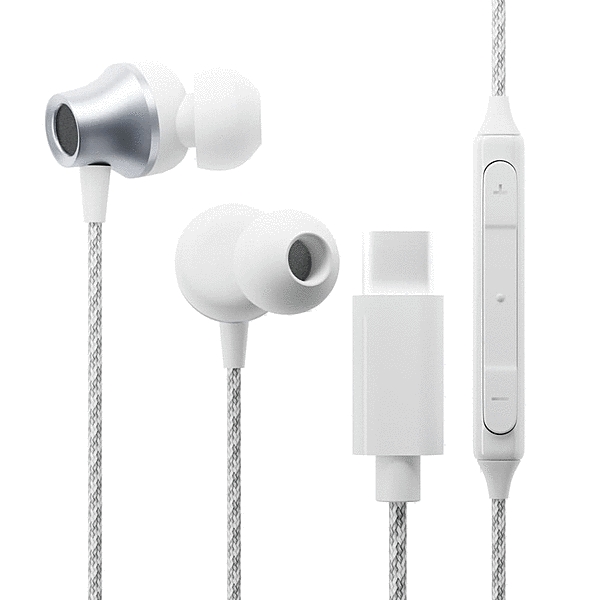 USB Type-C ステレオイヤホン タフケーブル/カナルタイプ ホワイト
