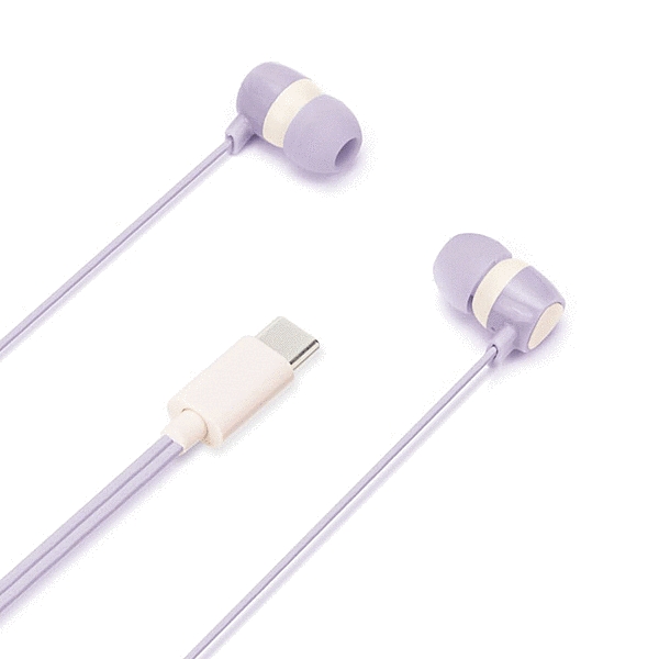 USB Type-Cコネクタ ステレオイヤホン カナルタイプ/パープル