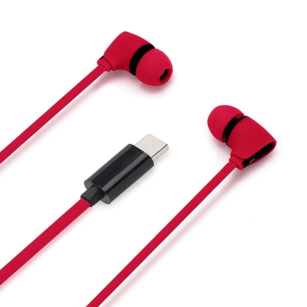 USB Type-Cコネクタ ステレオイヤホン カナルタイプ/レッド