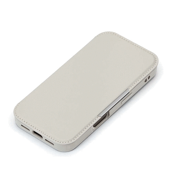 ガラスフリップケース サフィアーノ調 グレー