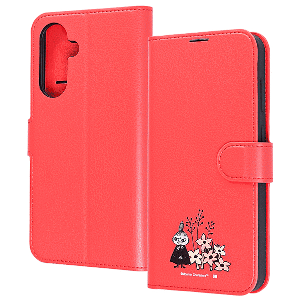 衝撃吸収 マグネットベルト シンプル 手帳型レザーケース/リトルミイとお花_3