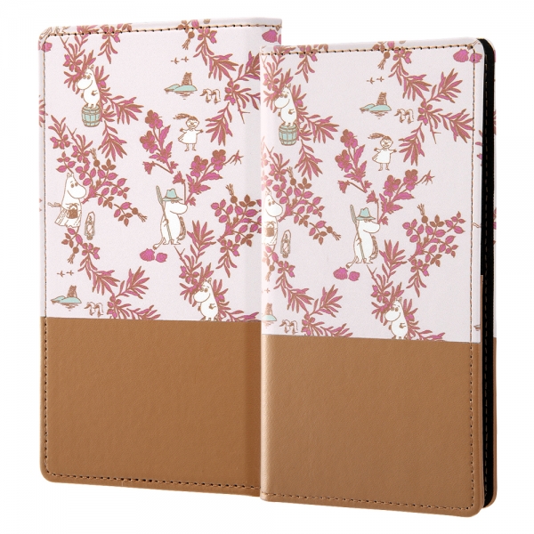 手帳型ケース FLEX バイカラー M/ムーミン/ブラウン_総柄
