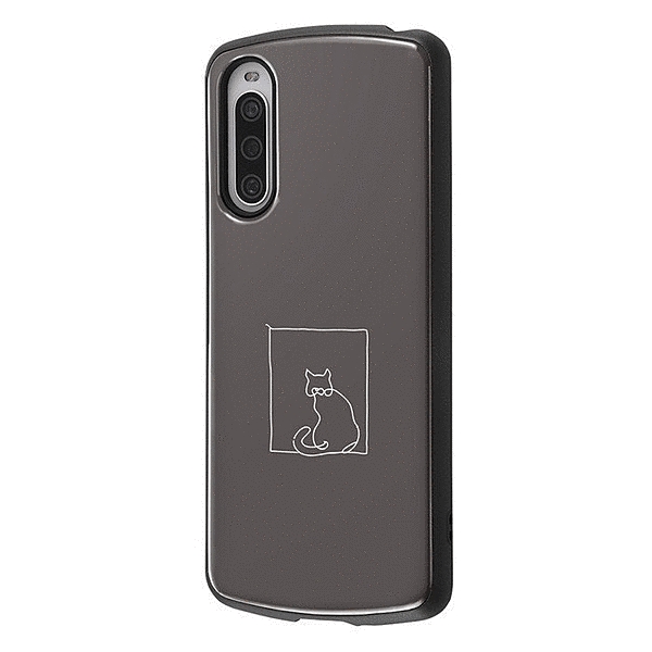 保護ケース MiA 衝撃吸収 バンパー ハイブリッドケース/MiA-collection/ネコ/グレー