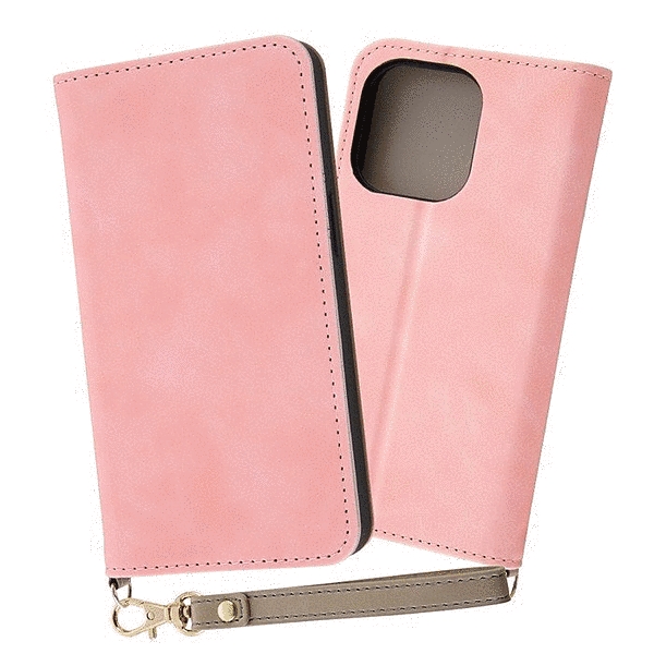 耐衝撃 手帳型レザーケース Raffine/ピンク