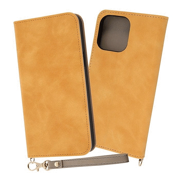 耐衝撃 手帳型レザーケース Raffine/イエロー
