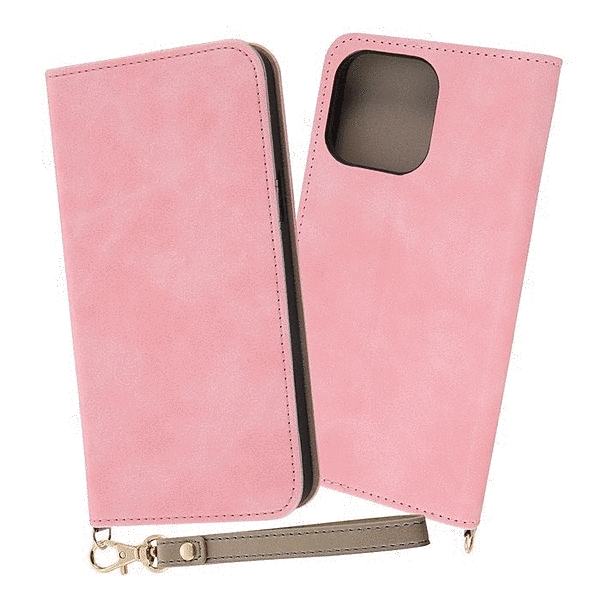 耐衝撃 手帳型レザーケース Raffine/ピンク