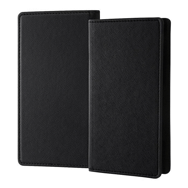 手帳型ケース FLEX 型押しレザー S/ブラック/ブラック