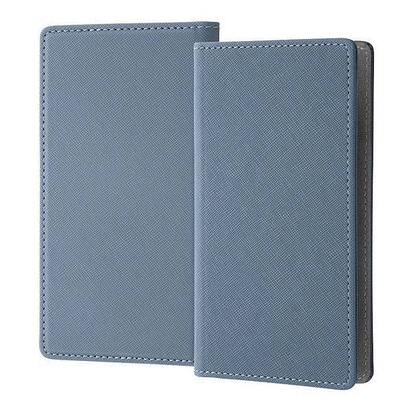 手帳型ケース FLEX 型押しレザー S/ブルー/ライトグレー