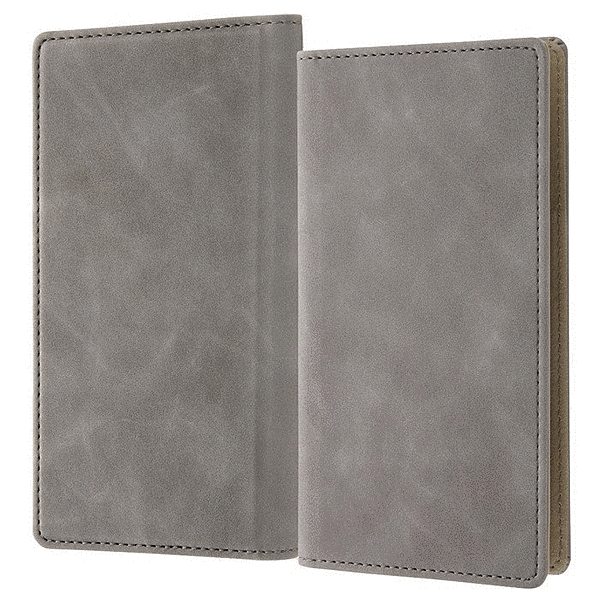 手帳型ケース FLEX むら染めレザー M/グレー