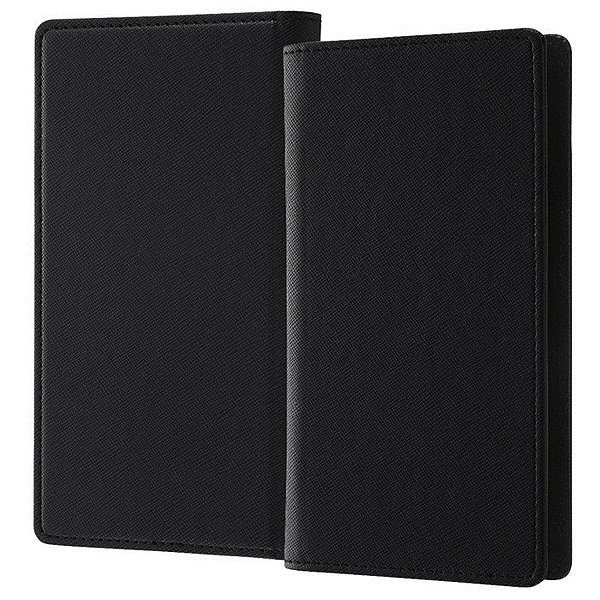 手帳型ケース FLEX 型押しレザー M/ブラック/ブラック