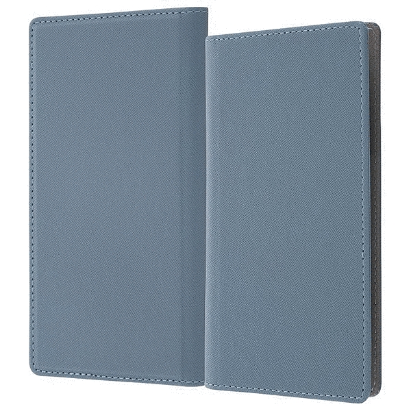 手帳型ケース FLEX 型押しレザー L/ブルー/ライトグレー