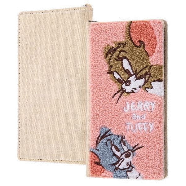 手帳型ケース FLEX サガラ刺繍 L/トムとジェリー/ジェリーとタフィー_モコモコ