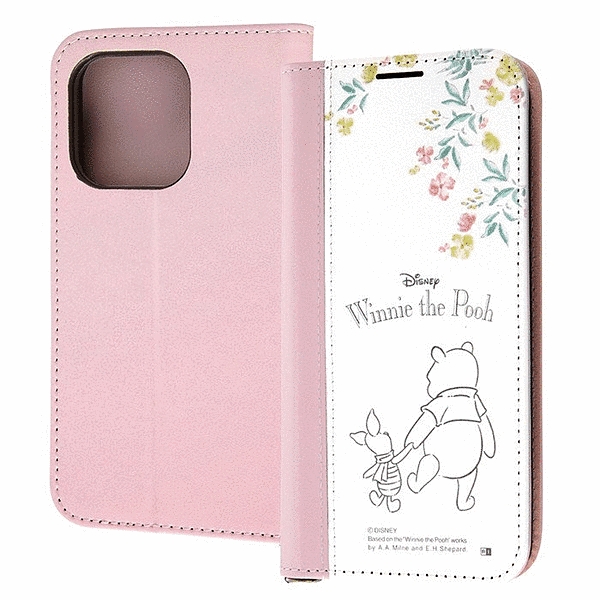 耐衝撃 手帳型レザーケース Noble/くまのプーさん/プーとピグレット_ノート風