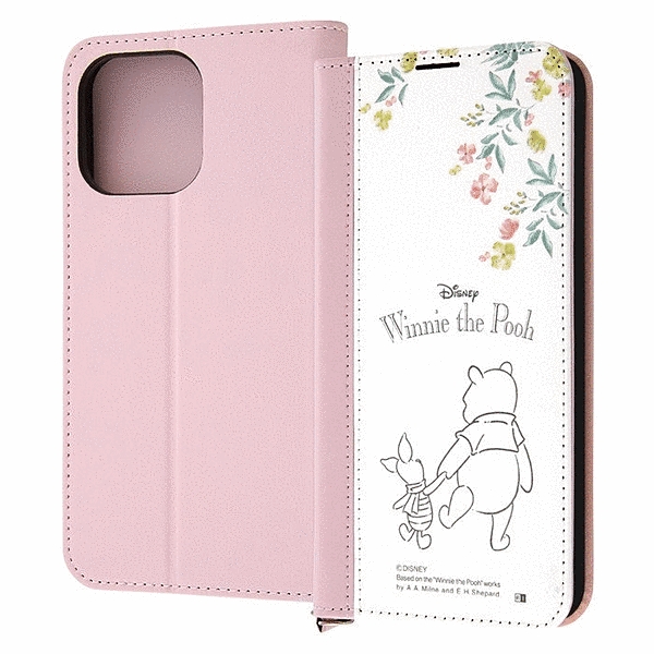 耐衝撃 手帳型レザーケース Noble/くまのプーさん/プーとピグレット_ノート風