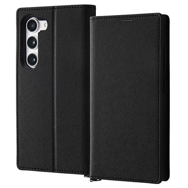 Durable 耐衝撃 マグネット不使用 シンプル スクエア 手帳型レザーケース/ブラック/ブラック