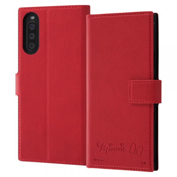 耐衝撃 手帳型レザーケース/ミニーマウス