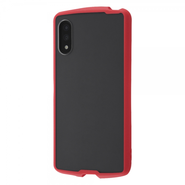 Puffull 耐衝撃 バンパー ハイブリッドケース/クリア/レッド