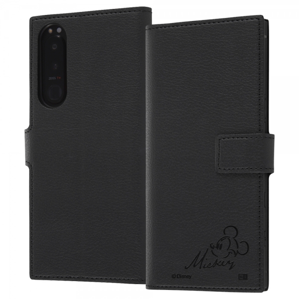 耐衝撃 手帳型レザーケース/ミッキーマウス
