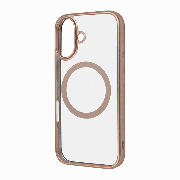 MagSafe対応 マグネットアクセサリー対応 衝撃吸収 バンパー マット メタリック ハイブリッドケース/ピンクゴールド