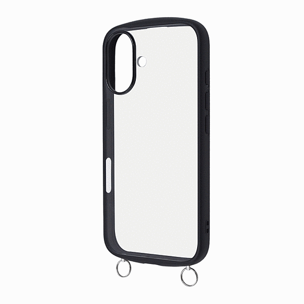Puffull 耐衝撃 バンパー ストラップ金具付き ハイブリッドケース/クリア/ブラック