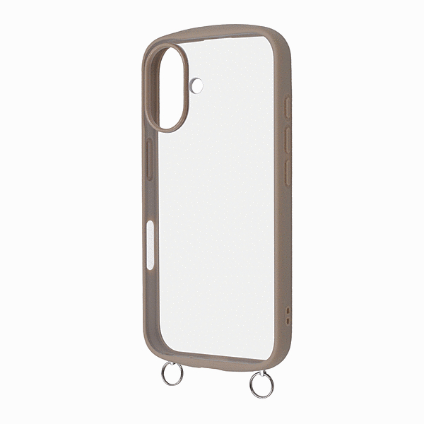 Puffull 耐衝撃 バンパー ストラップ金具付き ハイブリッドケース/クリア/ベージュ