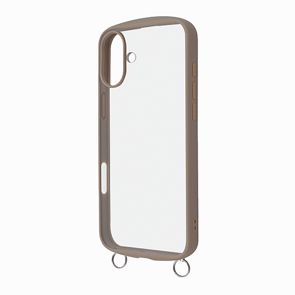 Puffull 耐衝撃 バンパー ストラップ金具付き ハイブリッドケース/クリア/ベージュ