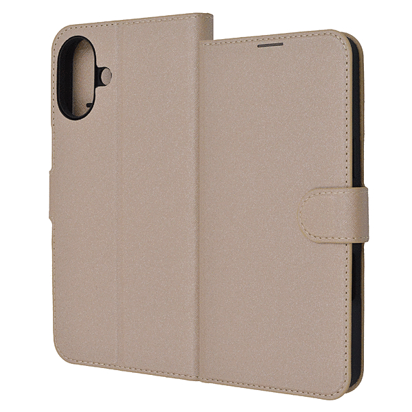 耐衝撃 マグネットベルト シンプル 手帳型レザーケース/シャイニーベージュ