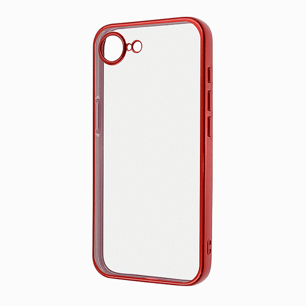 精密設計 カメラ保護 衝撃吸収 バンパー メタリック TPUソフトケース/レッド