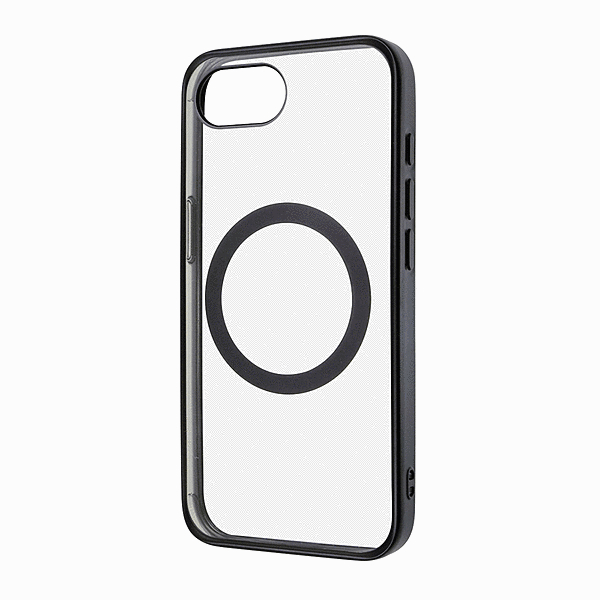 MagSafe対応 マグネットアクセサリー対応 衝撃吸収 バンパー マット メタリック ハイブリッドケース/ブラック