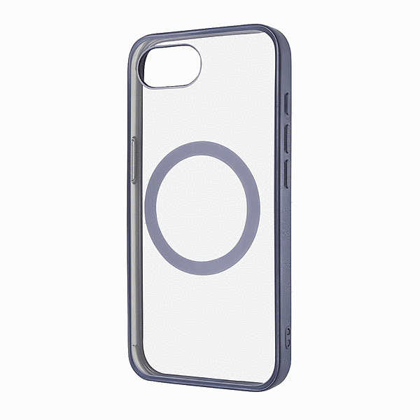 MagSafe対応 マグネットアクセサリー対応 衝撃吸収 バンパー マット メタリック ハイブリッドケース/ライトブルー