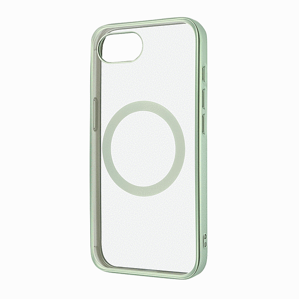 MagSafe対応 マグネットアクセサリー対応 衝撃吸収 バンパー マット メタリック ハイブリッドケース/ライトグリーン